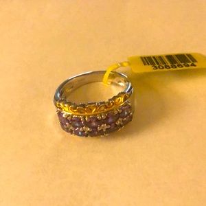 💍💕Amethyst silver with platinum and 22 karat overlay comfort band.nice ring‼️